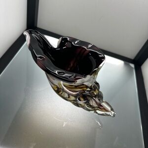 Vintage Murano Style Conch Aventurine Sea Shell Glass Paperweight Large